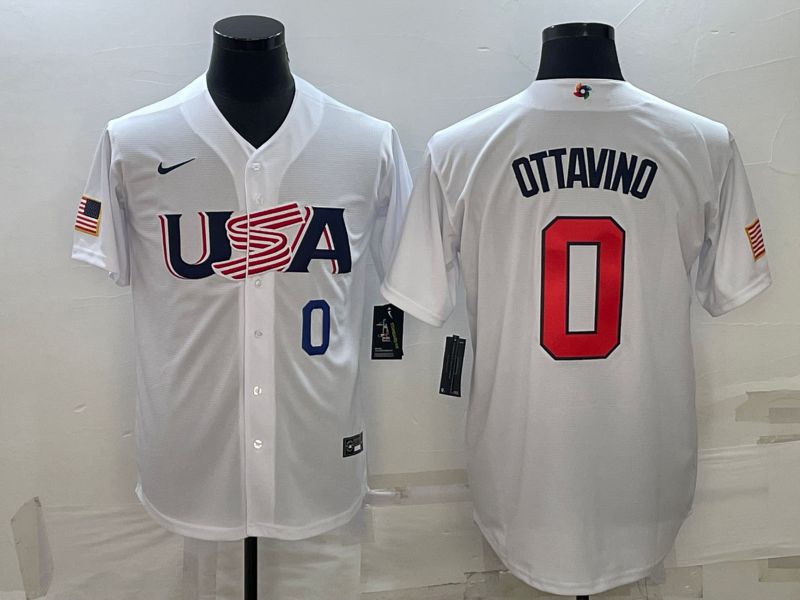 Men 2023 World Cub USA #0 Ottavino White Nike MLB Jersey->more jerseys->MLB Jersey